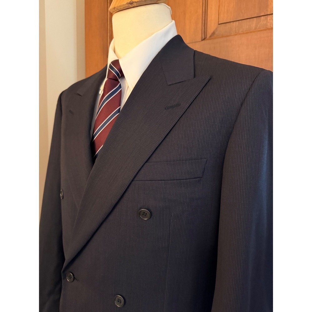 Canali Double-Breasted Italian Wool Blazer Men 40R (IT 50) Navy Business Wedding